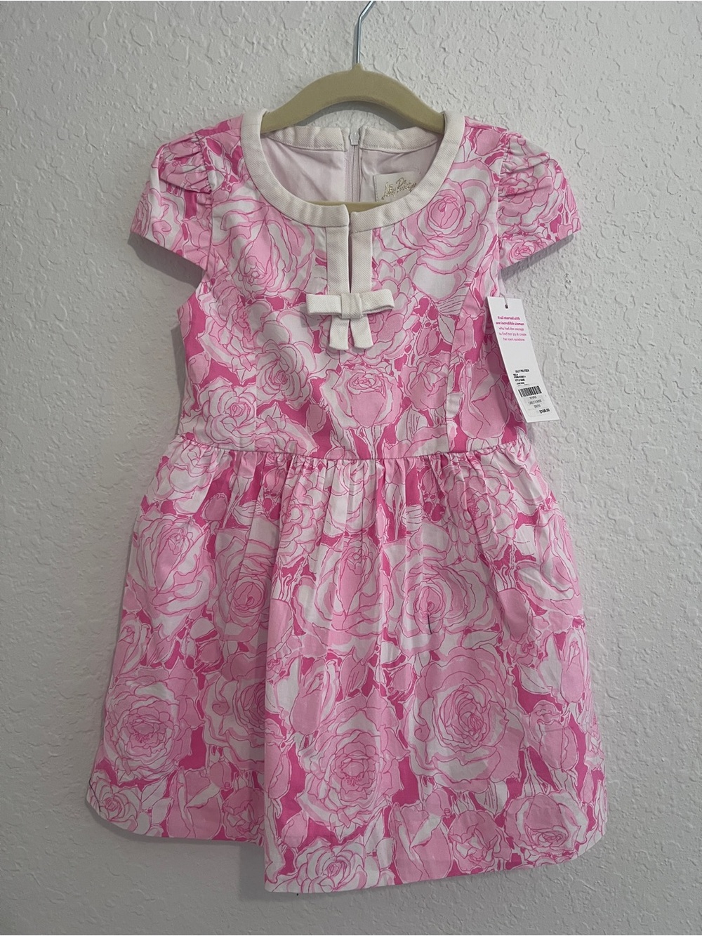 NWT Lilly Pulitzer Pink & Cream Rose-Print Louise Dress 4